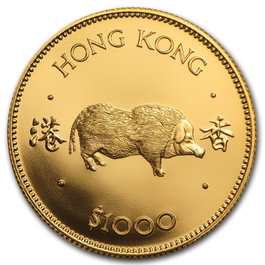 1983 Hong Kong Proof Gold 1000 Year of the Pig Gold Coins from Hong Kong APMEX